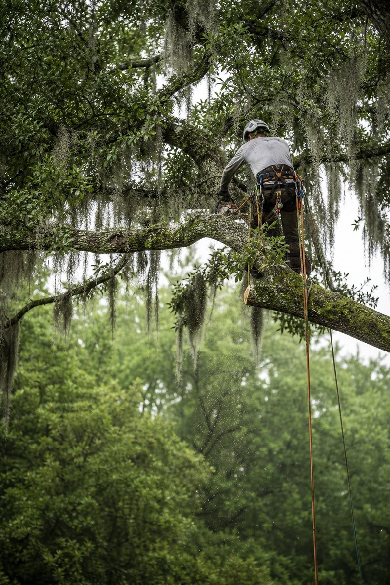 Climber in a live oak